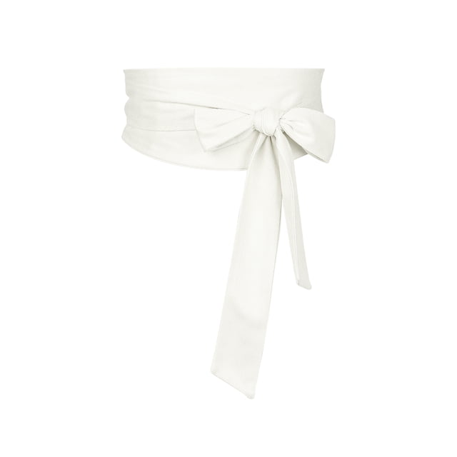 Cinturón Obi sólido para mujeres de tallas grandes INSPIRE CHIC, cinturón de lazo autoadherente, cinturón ancho para la cintura para vestido 22.05-32.28" Blanco