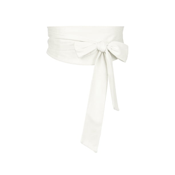 Cinturón Obi sólido para mujeres de tallas grandes INSPIRE CHIC, cinturón de lazo autoadherente, cinturón ancho para la cintura para vestido 22.05-32.28" Blanco