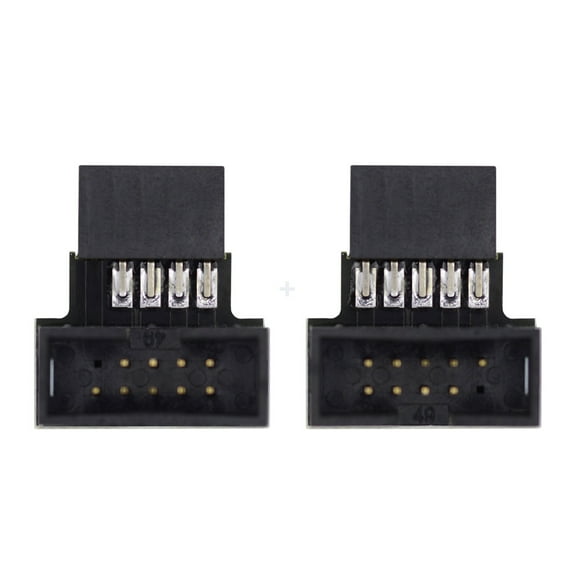 CY 1set Down & Up Angled USB 2.0 10Pin 9Pin Header Male to Female Extension Adapter 90 Degree for Motherboard