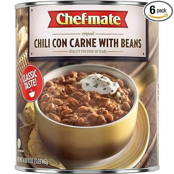 Chef-Mate Original Chili Con Carne with Beans - 107 oz. can, 6 per case