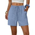 thumbnail image 6 of Only Moment Womens Shorts Polyester Summer Casual High Waisted Wide Leg Drawstring Lounge Shorts Comfy 2026 Beach Vacation Clothes Womens Athletic Shorts Sky Blue,L, 6 of 8