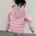 thumbnail image 7 of Unisex Kids Fall Winter Splicing Lightweight Hooded Down Jacket, Casual Short Warm Long Sleeve Outerwear,Pink, 7 of 7