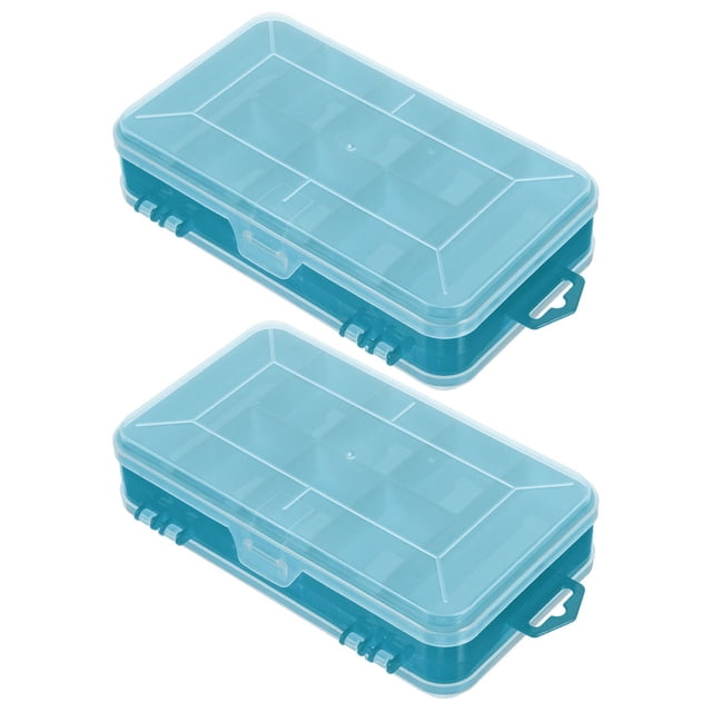 Shisuyan 2Pcs Hardware Plastic Storage Box Compartments Storage Box Double Sided Organizer Box for Small Parts