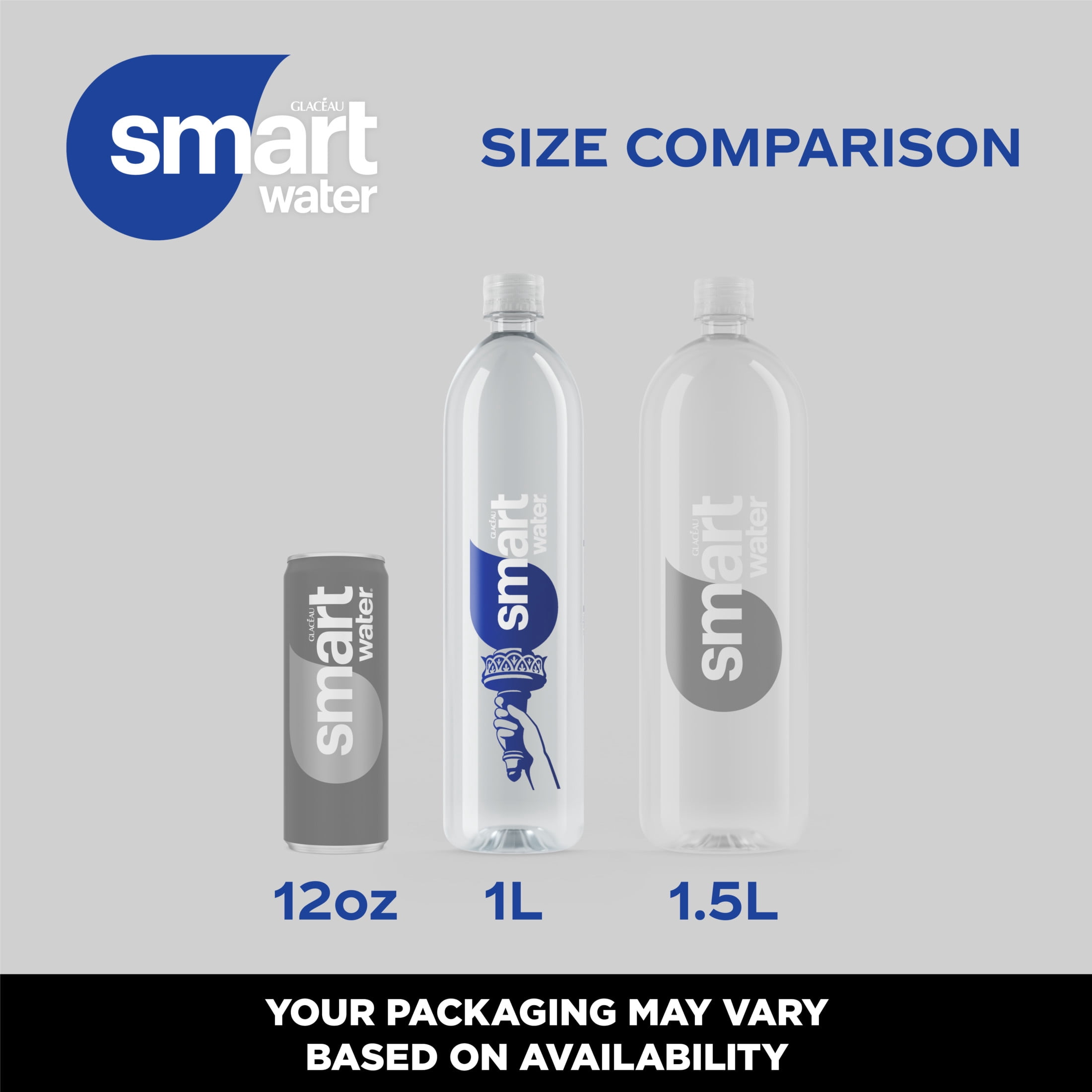 smartwater Vapor Distilled Water Bottles, 33.8 fl oz, 12 Pack