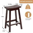 thumbnail image 3 of CL.HPAHKL Kitchen Bar Stools Set of 2, 30 Inch Counter Height Stools Backless Barstools with Footrest Countertop Solid Wooden Saddle Seats for Breakfast Bar, Kitchen Island, Party Room, Brown, 3 of 11