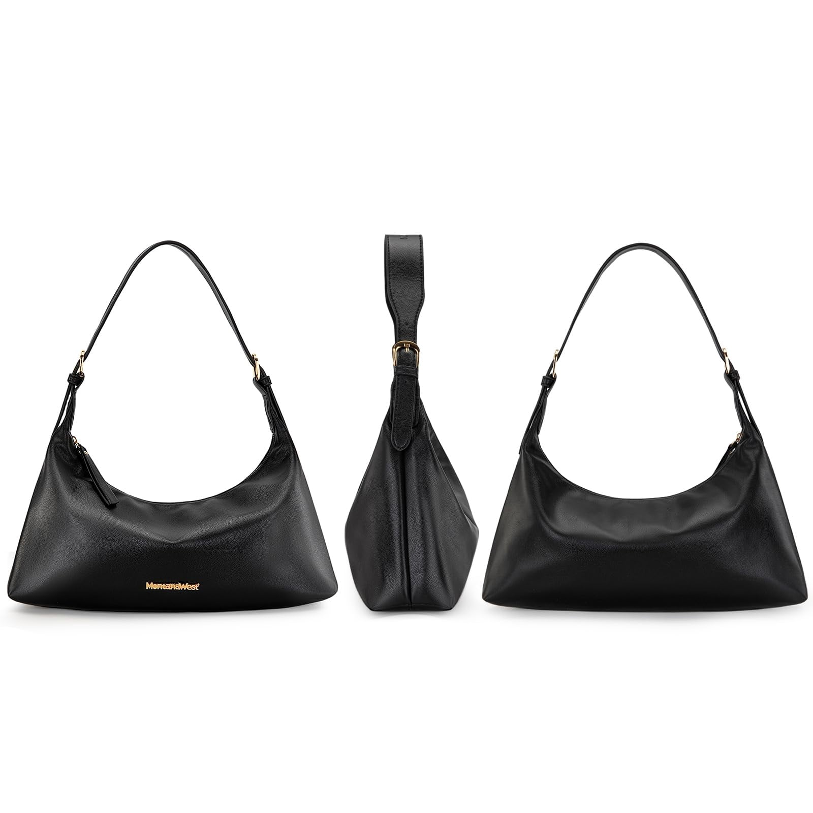 Montana West Hobo Bags for Women Shoulder Trendy Purses Leather Clutch Purse and Handbags, Black