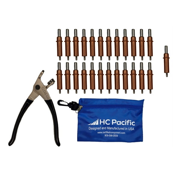 25 each C1/8 Cleco Fasteners with Cleco Pliers & Pouch- Made in USA