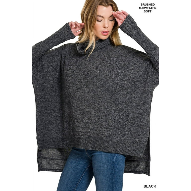 Zenana Women's Casual Brushed Melange Cowl Neck Irregular Zenana Women's Casual Brushed Melange Cowl Neck Irregular