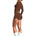 thumbnail image 4 of Diconna Ensemble de Vêtements pour Femmes Shorts Automne Couleur Unie Ajusté Col Rond Manches Longues Crop Tops Shorts 2 Pcs, 4 of 5