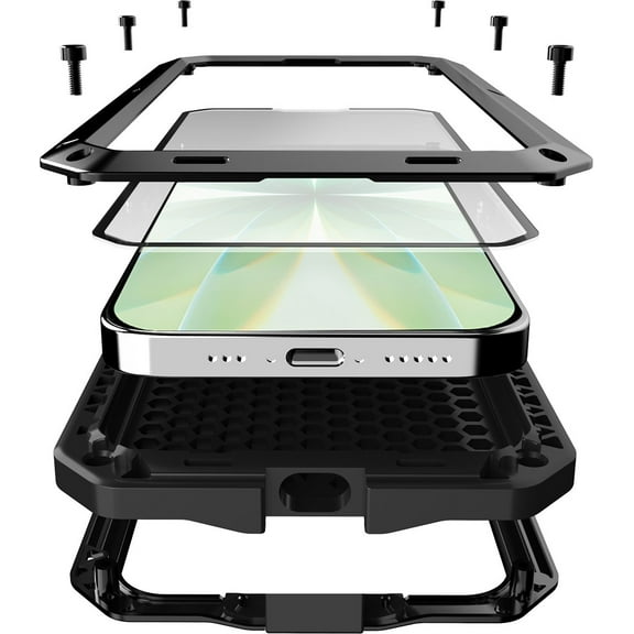 AICase Metal Case For iPhone 17 Heavy Duty Shockproof Cover Built-in Glass Screen Protector