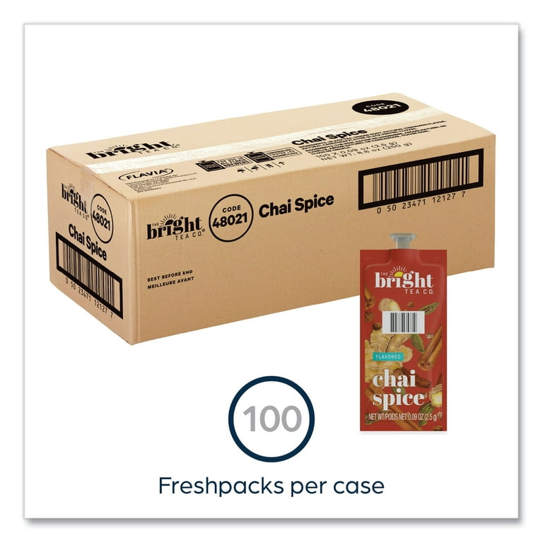 The Bright Tea Co. Chai Spice Black Tea Freshpack, Chai Spice, 0.09 oz Pouch, 100/Carton The Bright Tea Co. Chai Spice Black Tea Freshpack, Chai Spice, 0.09 oz Pouch, 100/Carton