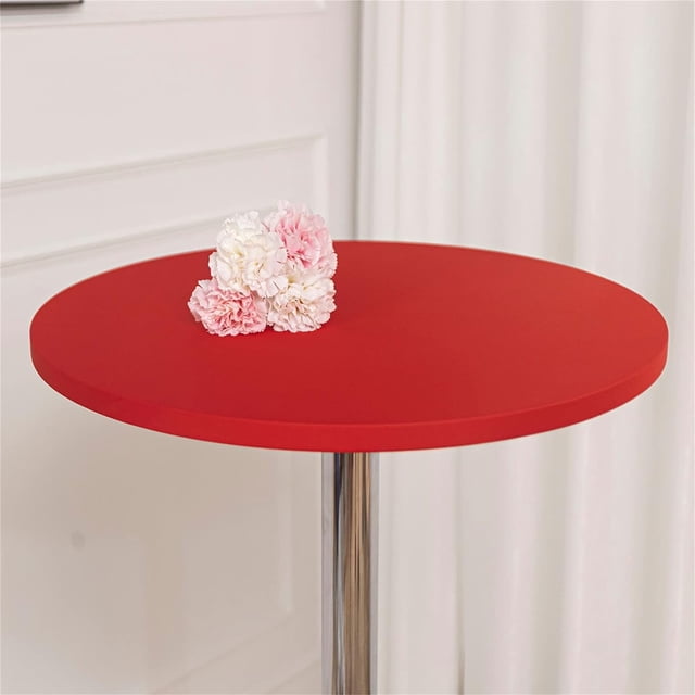 ORUYROP Lot de 2 Capuchon de Table Ronde Cocktail Spandex Ajusté Extensible Nappe Cocktail Serrée Élastique pour Mariages Banquets Événements Fêtes Restaurants (Taille : 260cm, Couleur : Rouge 01,)