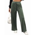 thumbnail image 1 of Pantalones Deportivos de Pierna para Mujer, Cintura Alta, Holgados y con Cordón Ajustable Verde M, 1 of 9