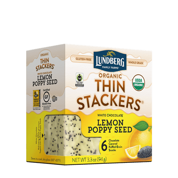 ORGANIC CHOCOLATE THIN STACKERS ® - LEMON POPPYSEED - Pack Of 6