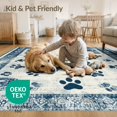 thumbnail image 4 of ODIKA 2'x3' Washable Accent Rug Pet Friendly, Bedside Mat Print Vintage Distressed Track Motif Patterned Tossed Bone Border for Bedroom, Nursery, RV, 4 of 7