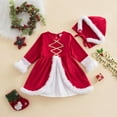 thumbnail image 2 of MuXiKeJi Clothes Baby Girl Fall Winter Clothes Santa Baby Crewneck Sweatshirts Striped Flare Pants Set Toddler Christmas Outfits, 2 of 9
