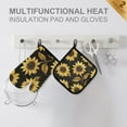 thumbnail image 4 of Yayeee Oven Mitts and Pot Holder Set of 4 Heat Resistant Kitchen Gloves Baking Hot Pad, Black Sunflower Pattern, 4 of 5