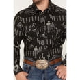 thumbnail image 3 of Rock & Roll Denim Men's And Panhandle Vintage 46 Print Long Sleeve Snap Shirt Black Small, 3 of 4