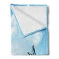 thumbnail image 2 of Spring Soft Flannel Fleece Blanket, Magnolia Branches with Swallow Tail Butterflies Flying in the Open Sky, Cozy Plush for Indoor and Outdoor Use, 70" x 90", Pale Pink Blue and White, by Ambesonne, 2 of 5