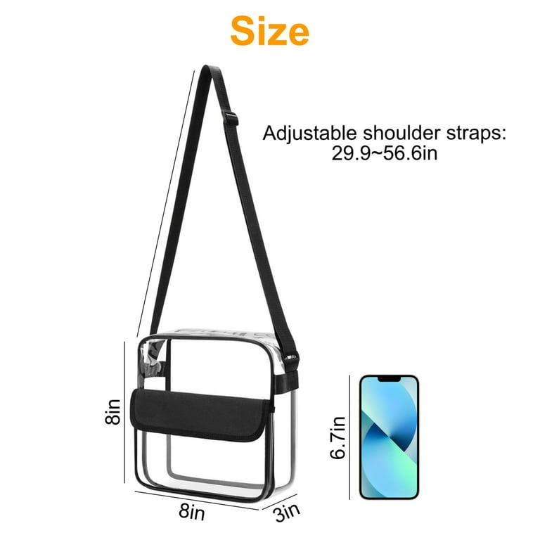 TSV Stadium Approved Clear Crossbody Bag, Waterproof Shoulder Purse Bag with Adjustable Shoulder Strap for Concerts, Adult Unisex, Size: 120 cm, Gold