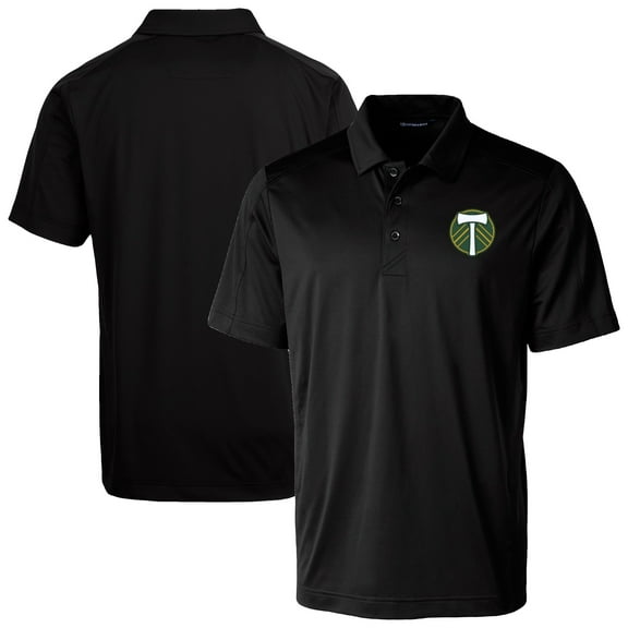 Men's-Cutter & Buck  Black Portland Timbers Prospect Eco Textured Stretch Recycled Polo