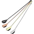 thumbnail image 1 of 4 Piece Cocktail Spoon Sticks Long Handle Stainless Steel Spiral Pattern Cocktail Spoon, 12", 4 Colors (Silver, Gold, Pink, Black), 1 of 5