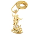 thumbnail image 3 of Hip Hop Saint Michael Archangel Pendant & 4mm 36" Franco Chain Gold Plated, 3 of 5
