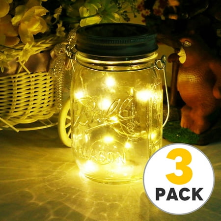 TSV Solar Mason Jar Lid Lights, 3 Pack 10 Led String Fairy Star Firefly Jar Lids Lights, Best for Mason Jar Decor,Patio Garden Decor Solar Laterns Table (Best Lighting For Headshots)