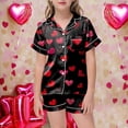 thumbnail image 2 of FhsagQ Ensembles pour Filles Ensembles 2 Pcs Pyjamas pour Enfants Enfants Imprimé Graphique Chemise à Boutons à Manches Courtes Shorts Ensemble de Pyjama Tenues de Printemps pour Tout-Petites Filles 4T Pâques Noir 12-13 Ans, 2 of 4