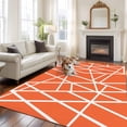 thumbnail image 2 of Orange Geometric Area Rugs 5'x7', Washable Small Throw Rugs for Laundry Room Playroom, Abstract Stripes Modern Simple Indoor Outdoor Rug Non-Slip Low Pile Carpet Runner Reversible Floor Mats, 2 of 8