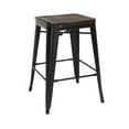 thumbnail image 3 of OFM 161-26B-BK-WNT-4 26 in. 161 Collection Industrial Modern Fully Assembled Backless Metal Stools with Solid Ash Wood Seats, Galvanized Steel Bar Stools with Oversized Seats, Black & Walnut -, 3 of 18