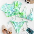 thumbnail image 2 of Women's Tie Dye Cinched String Triangle Bikini Set Low Waisted Swimsuit, 2 of 6
