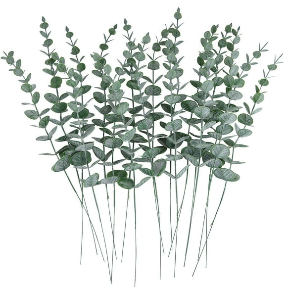 Tallos de eucalipto artificiales CEWOR, 24 unidades, color verde sintético