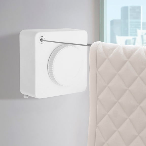 14Ft Retractable Clothesline Indoor is Also an Anti-sag Retractable Clothesline Outdoor,Stainless Steel Wire Laundry line Retractable for Drying Clothes with 12 Clip (White)