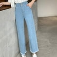 thumbnail image 6 of Arnsht Women's Solid Color Spring Summer Straight Stretch Denim Trousers with Pocket Trendy Fashion Versatile Pants Blue XL, 6 of 6