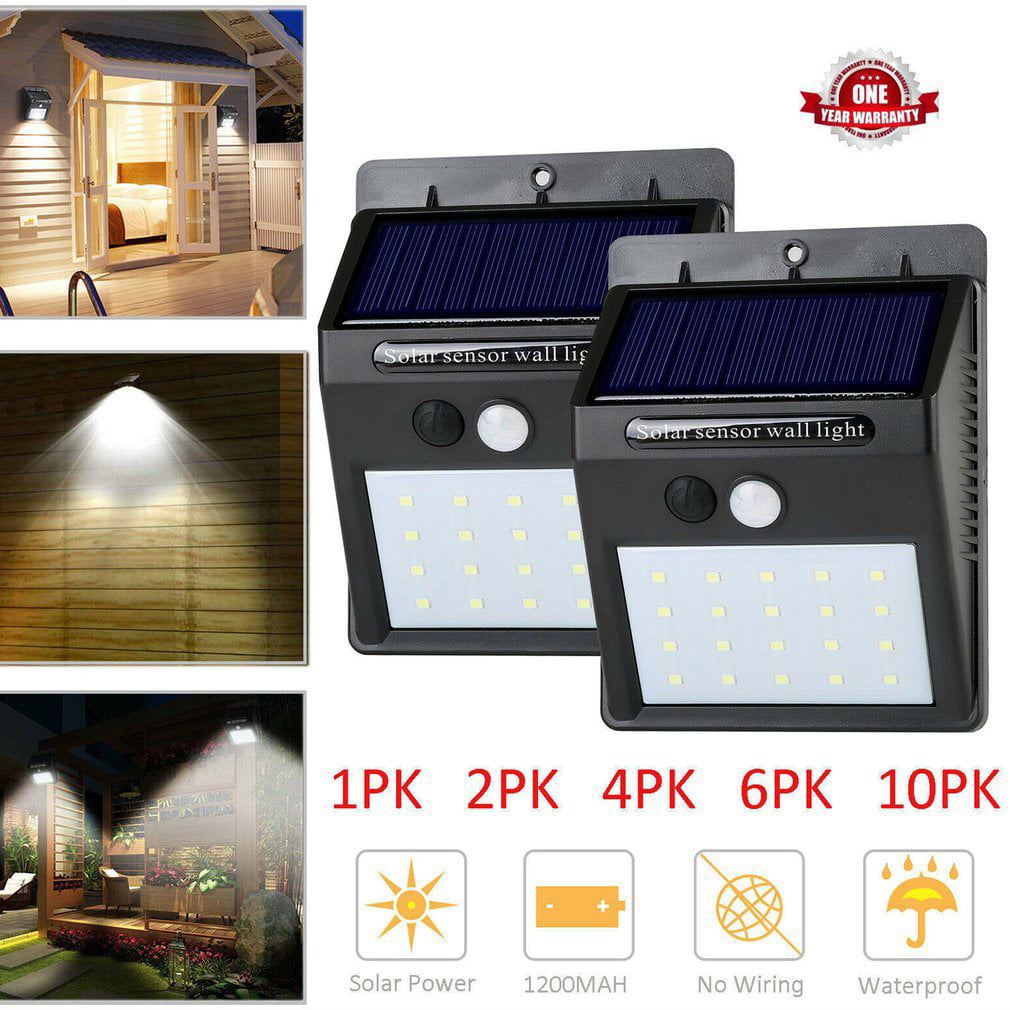 2Pcs 20 LED PIR Solar Sensor Lamp Garden Yard Light Outdoor Waterproof Durable 