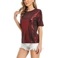 thumbnail image 3 of MISS MOLY Women's Shiny Tops Holographic Metallic Shirt Shimmer Glitter Sparkle Party Disco Tee Shirt Blouse for Birthday Party, 3 of 5