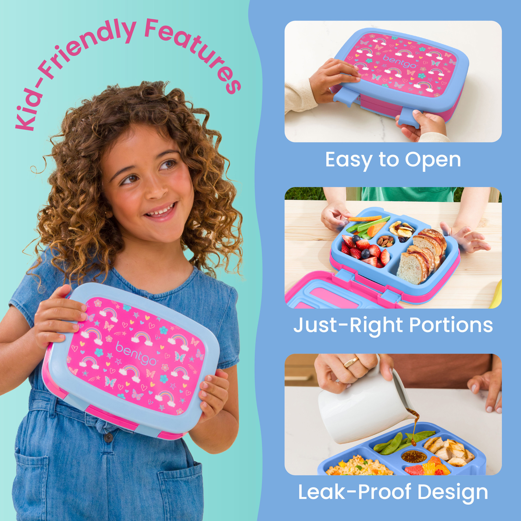 Bentgo Kids Prints Bento Lunch Box, Rainbows and Butterflies photo 7