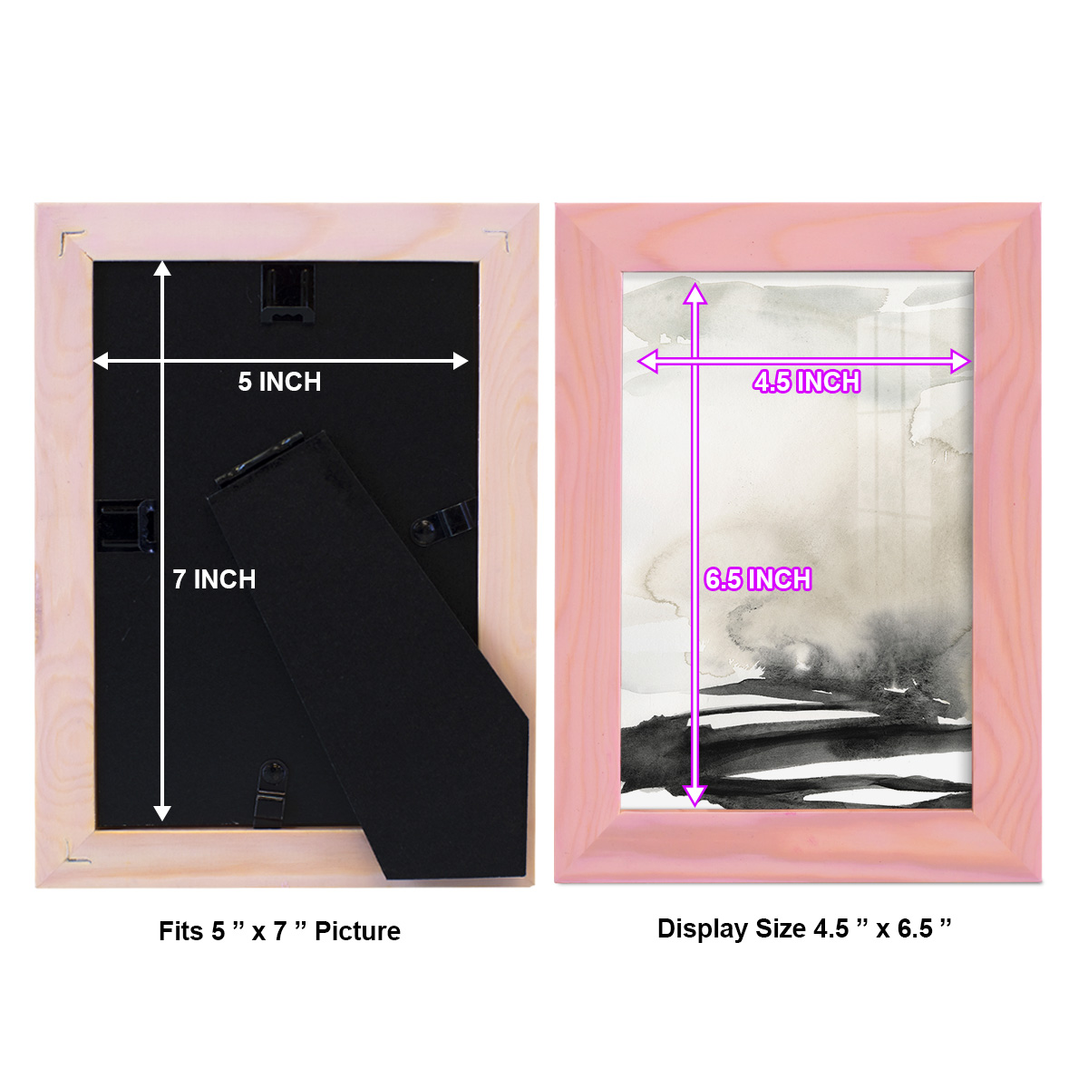 Ebony Horizon Triptych I - Framed Print w/glass - Sunset Pink