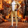 thumbnail image 2 of VeFlora Halloween Men's Bodysuit Muscle Animal Printed, Halloween Animal Cosplay Skinny Catsuit Fullbody Jumpsuit Costumes With Tail(Light Yellow/S), 2 of 3
