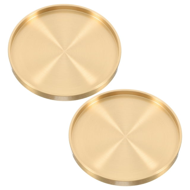 Posavasos de latón para el hogar, tapetes para servir té, platillo de té resistente al calor, dorado, 2 uds.