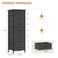 thumbnail image 3 of Tomnk Bedroom Dresser, Tall Chests of Drawers with 7 Fabric Bins, Black Organizer in Closet, Dorm, Living Room, Nursery, Hallyway-Storage Tower Unit, Sturdy Steel Frame, 3 of 6