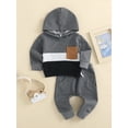thumbnail image 2 of Inevnen Toddler Baby Boy Clothes Fall Winter Outfits Color Block Hoodie Sweatshirt Tops Jogger Pants Set, 2 of 8