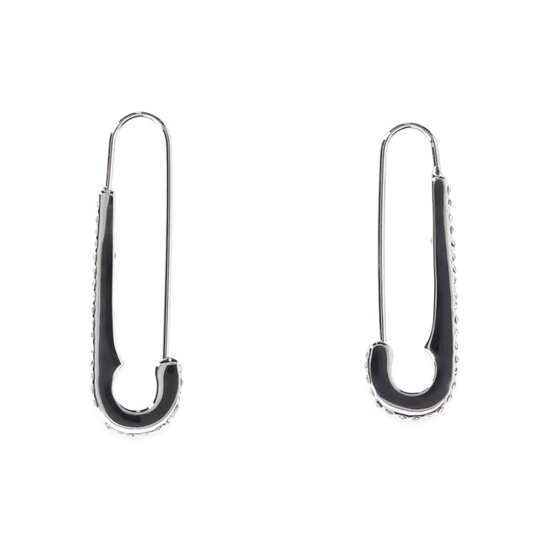Madden NYC Rhodium Safety Pin Hoop Earrings photo 1
