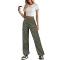 thumbnail image 6 of Eddoyee Womens High Waist Cargo Wide Leg Denim Pants Stretch Casual Jeans S-XXL, 6 of 6