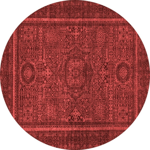 Ahgly Company Indoor Round Abstract Red Modern Area Rugs, 4' Round