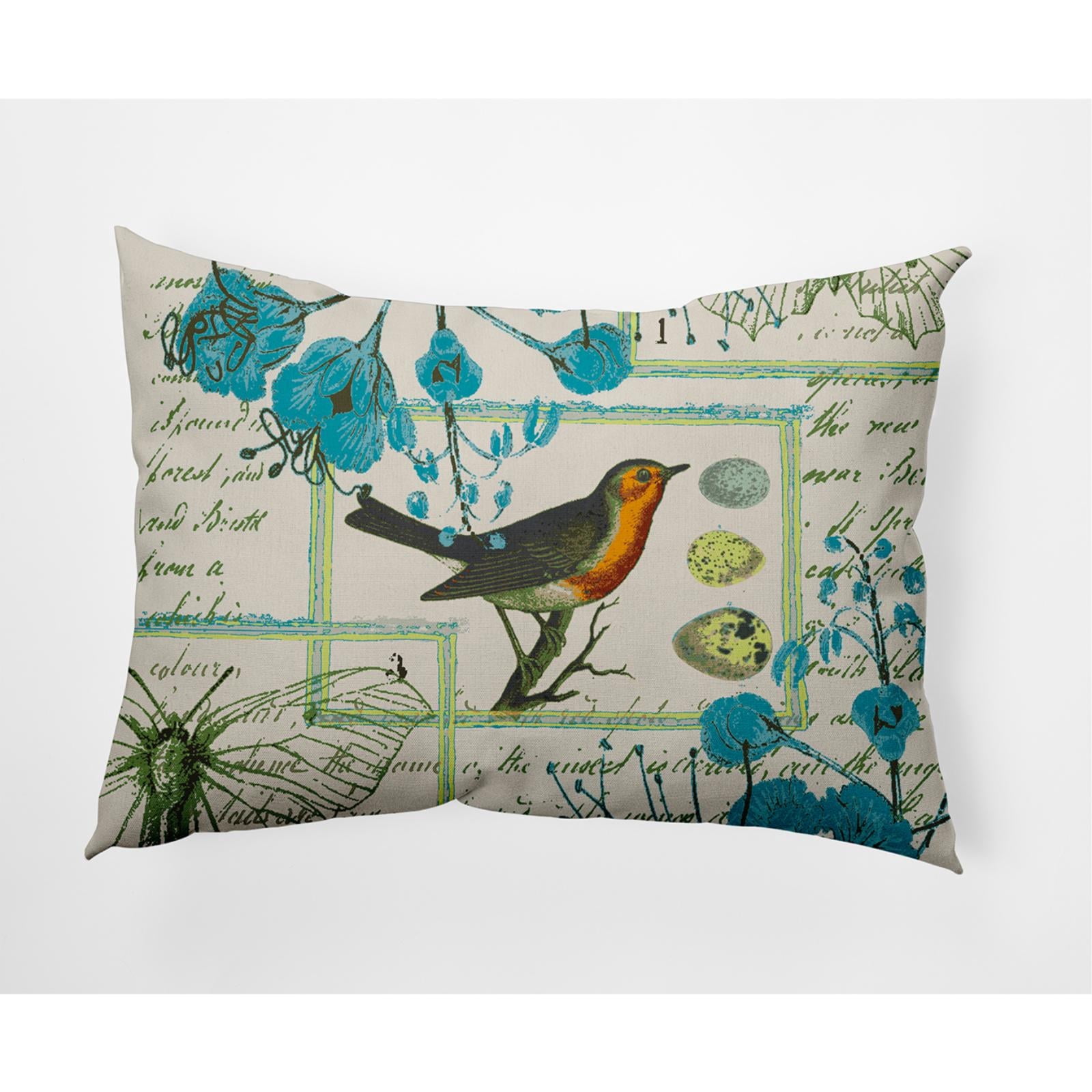 14" x 20" Simply Daisy Singing Bird Indoor/Outdoor Lumbar Throw Pillow