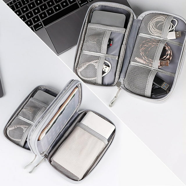 Bolsa organizadora de cables de viaje Todo en Estuches de almacenamiento multifuncionales a prueba de golpes Bolsa de transporte Bolsa para cable gris Macarena Bolsas organizadoras de cables