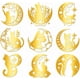 thumbnail image 1 of 9 pegatinas autoadhesivas doradas de 4 x 4 cm con diseño de estrellas y luna y gato, calcomanía metálica impermeable para decorar con fases lunares., 1 of 9
