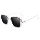 thumbnail image 1 of Gafas de sol para hombre, estilo retro, de metal, rectangulares, con ala gruesa, para exteriores (gris plateado), 1 of 1